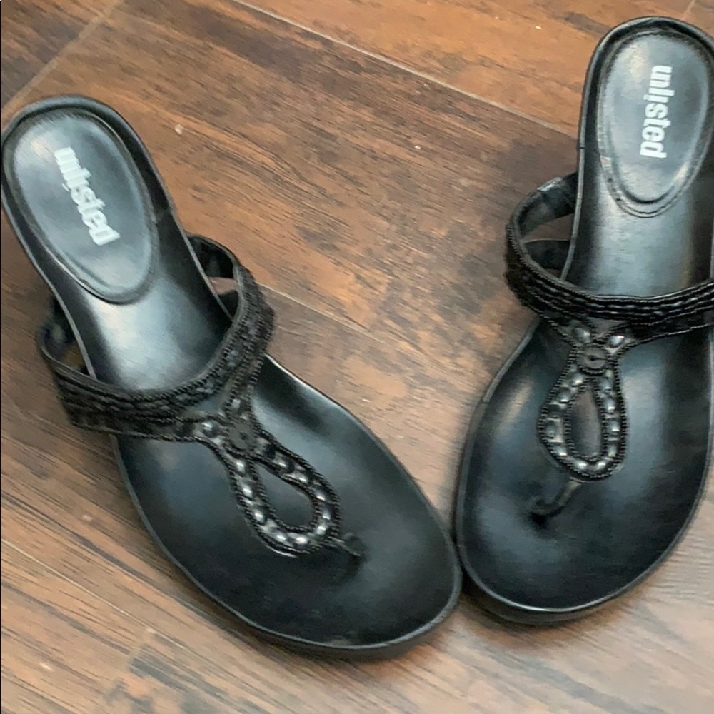 Unlisted Black Wedge Sandal Size 9